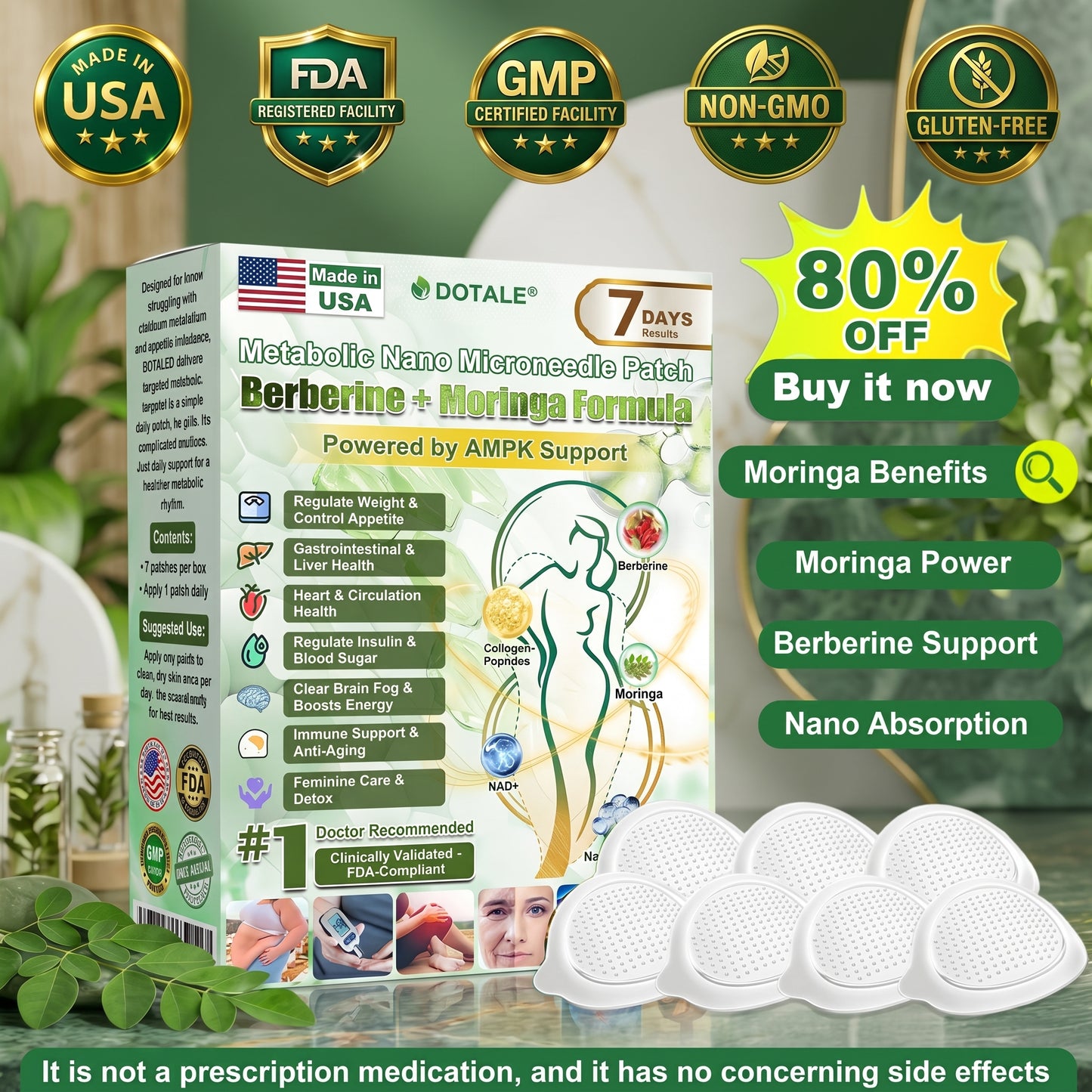 𝑫𝑶𝑻𝑨𝑳𝑬® 𝑴𝒆𝒕𝒂𝒃𝒐𝒍𝒊𝒄 𝑵𝒂𝒏𝒐 𝑴𝒊𝒄𝒓𝒐𝒏𝒆𝒆𝒅𝒍𝒆 𝑷𝒂𝒕𝒄𝒉 (𝐉𝐮𝐬𝐭 𝐨𝐧𝐜𝐞 𝐚 𝐝𝐚𝐲, 𝐯𝐢𝐬𝐢𝐛𝐥𝐞 𝐜𝐡𝐚𝐧𝐠𝐞𝐬 𝐢𝐧 𝟕 𝐝𝐚𝐲𝐬）𝘽𝙚𝙧𝙗𝙚𝙧𝙞𝙣𝙚 + 𝙈𝙤𝙧𝙞𝙣𝙜𝙖 𝙁𝙤𝙧𝙢𝙪𝙡𝙖